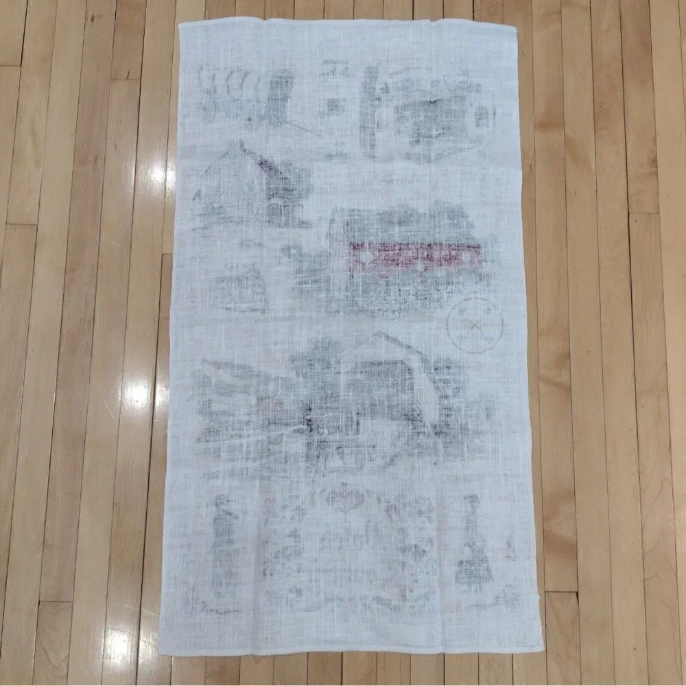 Vintage KayDee Hand Prints Pure Linen Tea Towel Dutch Country Amish Pennsylvania